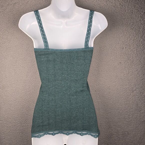 Delias Green Lace Trim Ribbed Camisole Cami Tank Top Small Y2K Vintage - Picture 7 of 9